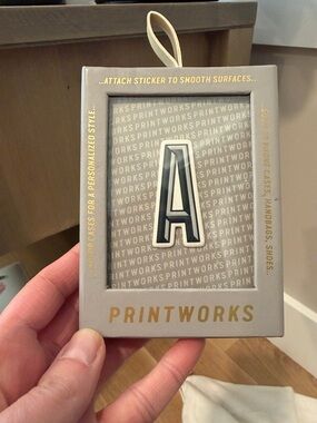 West Elm Gray and Gold Letter 'A' Sticker Ornament